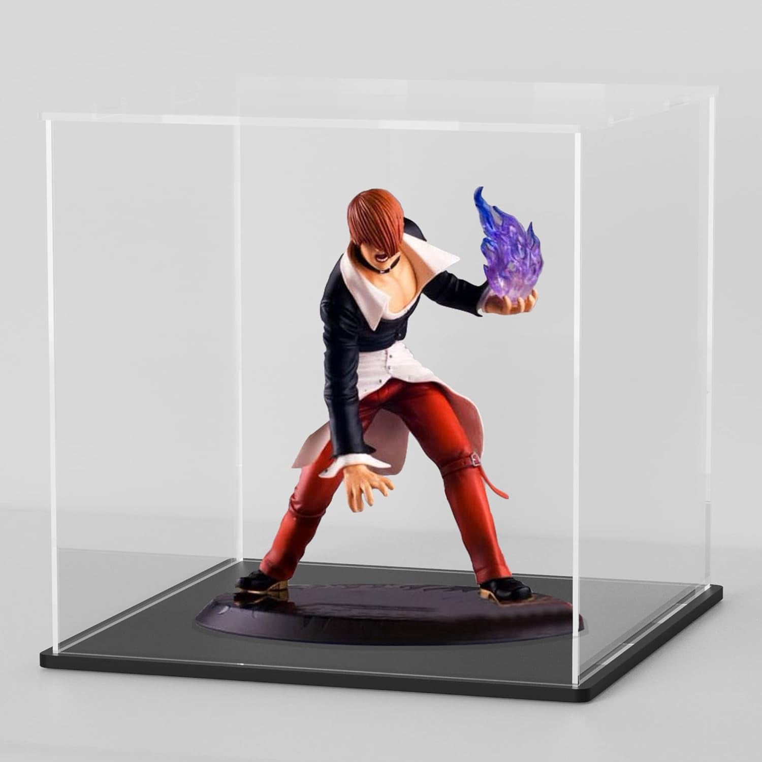 Acrylic Display Case, 8X8X8 Inch Cube, Clear Acrylic Box with Matte Black Base and Lid for Collectibles and Figures